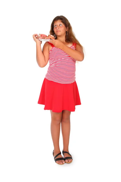 Menina com prato de cupcakes — Fotografia de Stock