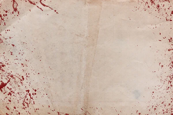 Старая чистая бумага с красными пятнами крови и каплями — стоковое фото