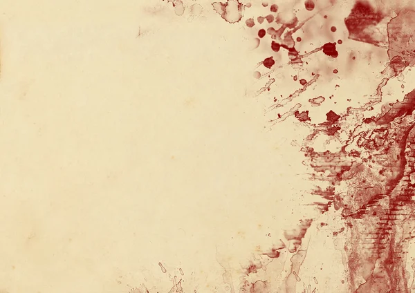 Noda darah merah pada kertas vintage — Stok Foto