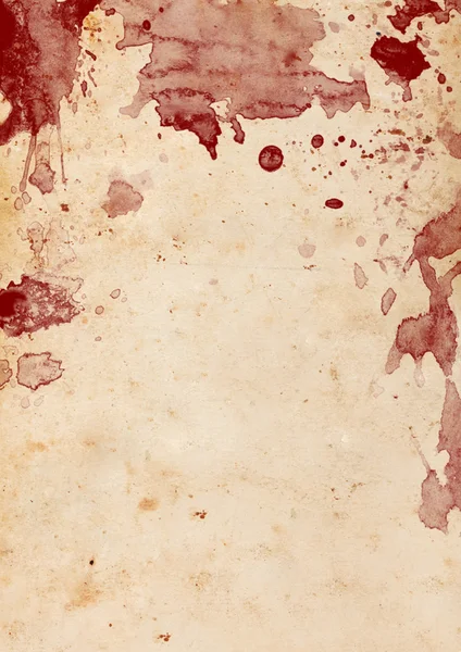 Starý papír s chaotický krvavé skvrny — Stock fotografie