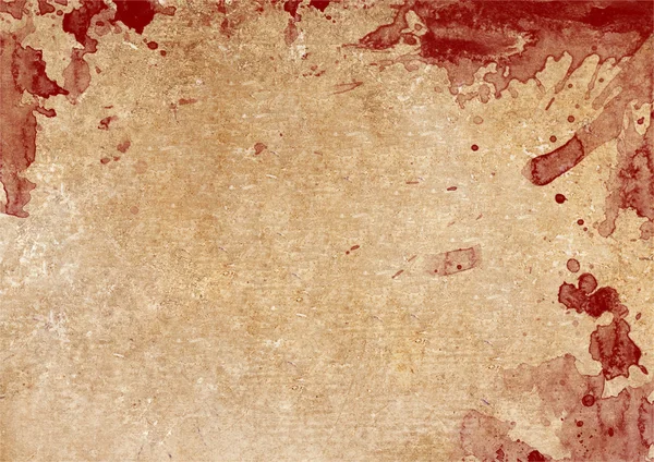Noda darah dan tetes pada latar belakang kertas tua — Stok Foto
