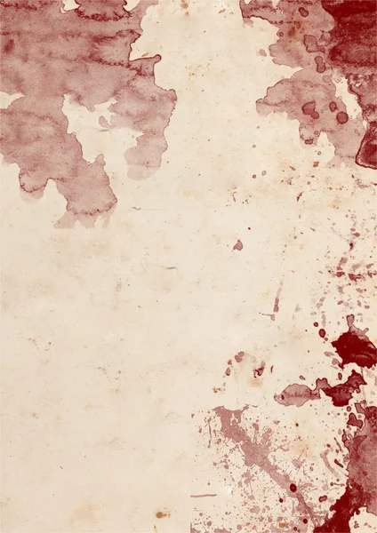 Ξεπερασμένο χαρτί με κηλίδες αίματος κόκκινο — Φωτογραφία Αρχείου