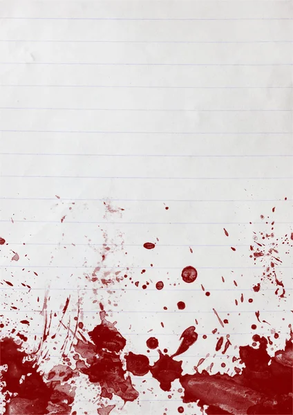 Bloed splatters en vlekken op leeftijd papier — Stockfoto
