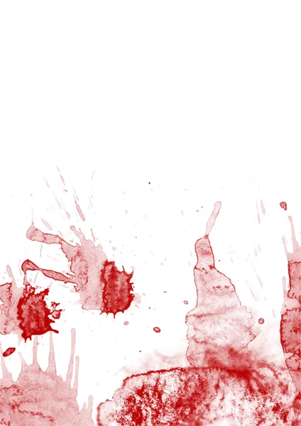 Salpicos de sangue bagunçados e gotas no fundo branco — Fotografia de Stock