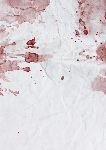 Urblekta gamla pappersstruktur täckt med röda blodfläckar — Stockfoto