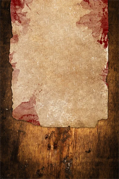 Kan lekeleri ile yıpranmış kağıt — Stok fotoğraf