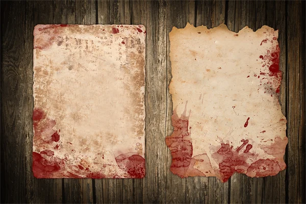 Staré listy papíru s stříkance krve — Stock fotografie