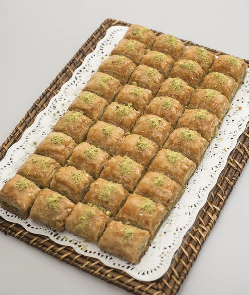 Just out from owen a big plate of baklava Royalty Free Stock Photos