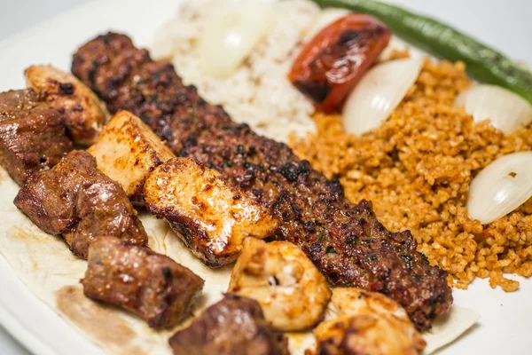 Traditional turkish meal - selections of kebabs — Stock Photo, Image