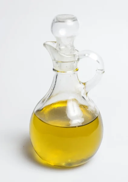 Glass bottle of premium virgin olive oil Stock Image