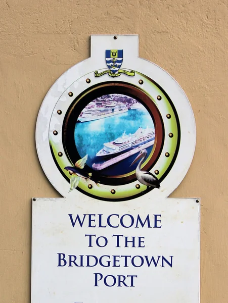 Señal de bienvenida al puerto, Bridgetown, Barbados —  Fotos de Stock