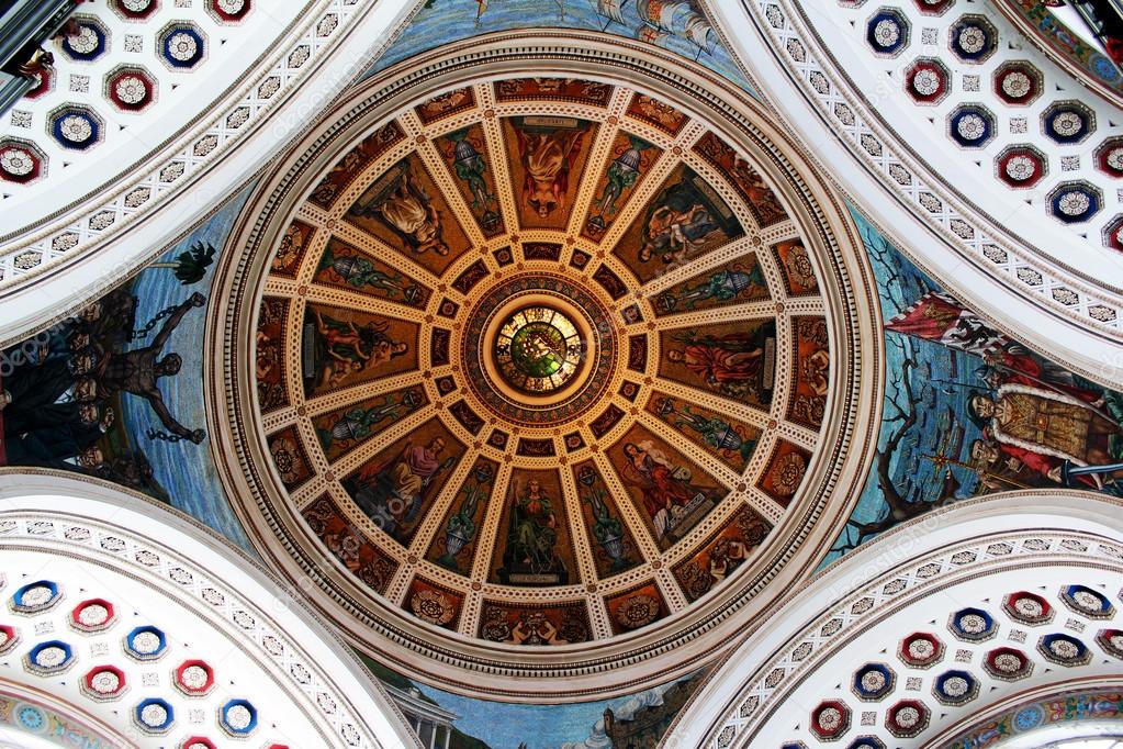 Dome fresco art in the Puerto Rican state capiton building, San uan, Puerto Rico