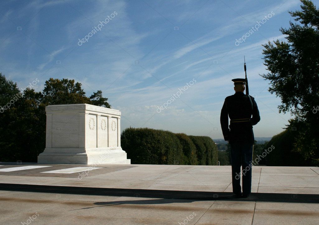 Honor Guard at attention at the Tomb of the Unknown Soldier