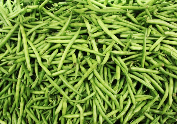 Green beans on display. Royalty Free Stock Photos