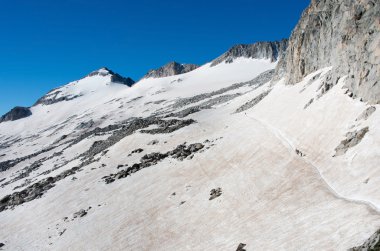 Climbing Pico de Aneto at Aneto Glacier, Pyrenees, Spain clipart