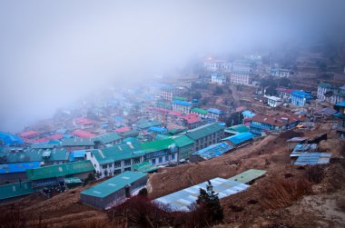 Namche Bazar görünümü. Nepal 