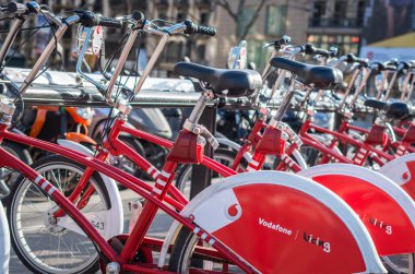 Bisiklet park yeri Barcelona, İspanya.