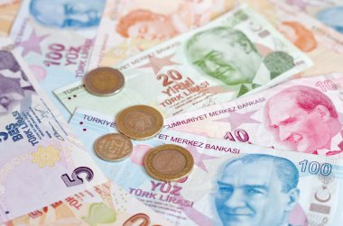 Turkish lira banknotes clipart