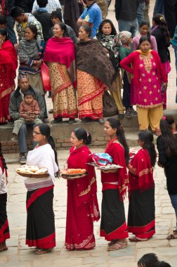 sokak Festivali Bhaktapur, Nepal.