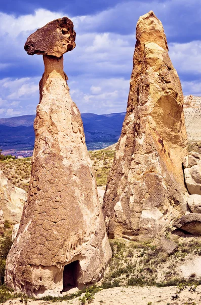 Carved in volcanic tuff by erosion — Stock Photo, Image