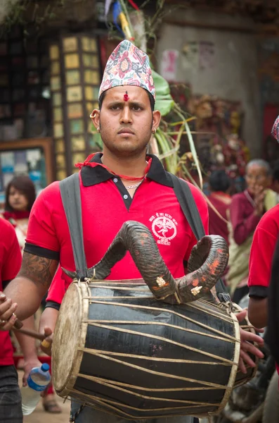 在巴克塔普尔，尼泊尔的音乐家 — 图库照片