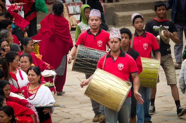 Muzycy w Bhaktapur, Nepal — Zdjęcie stockowe