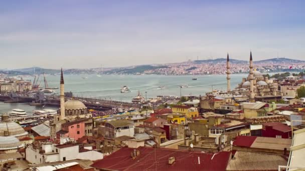 Vista de Estambul con Puente Galata — Vídeos de Stock