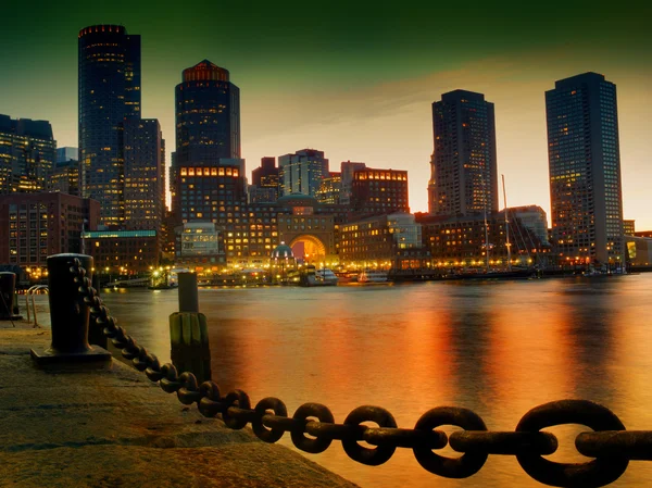 Financial District en de haven van Boston — Stockfoto