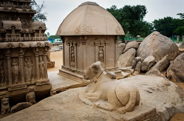 П'ять rathas комплексу з у Mamallapuram — стокове фото