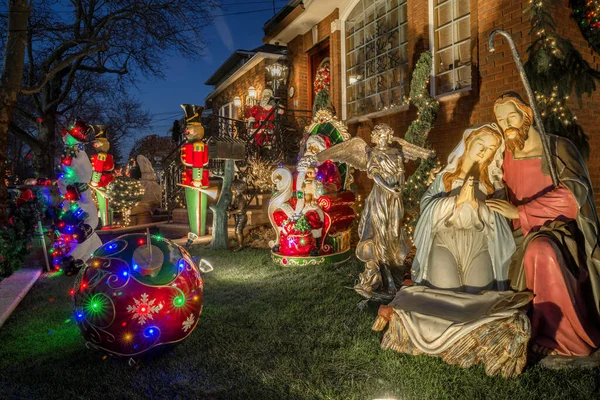 Nueva York Diciembre 2018 Decoraciones Navideñas Casas Barrio Dyker Heights — Foto de Stock