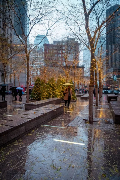 Nueva York Estados Unidos Diciembre 2019 Día Lluvioso Ciudad Nueva — Foto de Stock