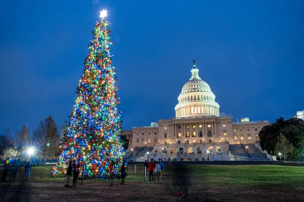 Capitol Building Night Christmas Time Washington — Stock Photo, Image