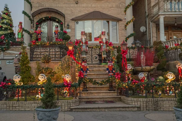 Nueva York Diciembre 2018 Decoraciones Navideñas Casas Barrio Dyker Heights — Foto de Stock