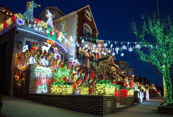 Nova York Eua Dezembro 2018 Decorações Natal Casas Bairro Dyker — Fotografia de Stock