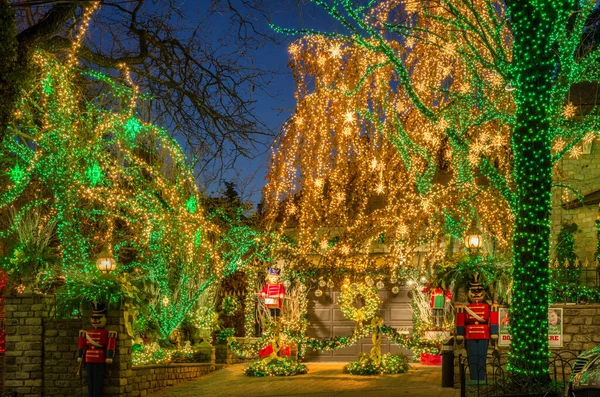 Nueva York Diciembre 2018 Decoraciones Navideñas Casas Barrio Dyker Heights — Foto de Stock