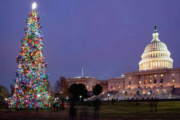 Capitol Building Night Christmas Time Washington — Stock Photo, Image