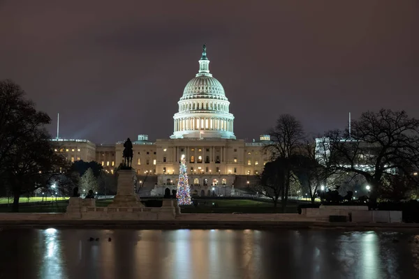 Capitol Building Night Christmas Time Washington — Stock Photo, Image