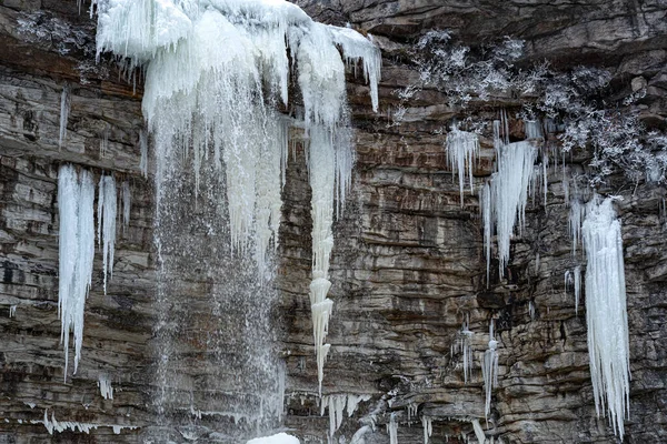 Frozen Awosting Falls Enormes Carámbanos Cuelgan Los Acantilados Minnewaska State — Foto de Stock
