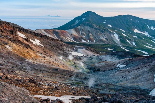 Berglandschaft Auf Der Insel Paramuschir Vulkan Karpinsky Kurileninseln — Stockfoto