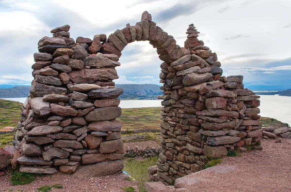 Pacha Tata Tapınağı Giden Bir Kapı Amantani Peru — Stok fotoğraf