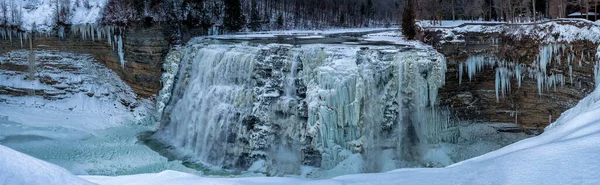 Vista Panorâmica Das Cachoeiras Letchworth State Park Vista Durante Inverno — Fotografia de Stock