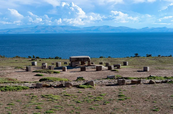 Rovine Preistoriche Inca Sull Isola Del Sole Isla Del Sol — Foto Stock