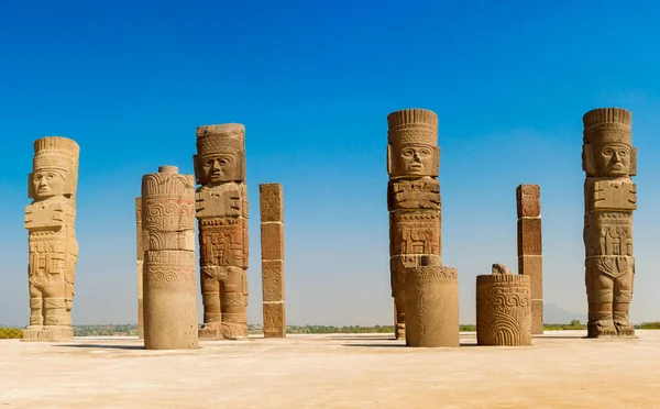 Columnas Guerreros Toltecas Pirámide Quetzalcoatl Estrella Mañana Tula Sitio Arqueológico — Foto de Stock