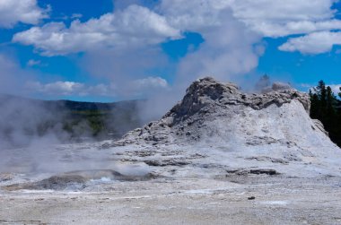 Yellowstone Ulusal Parkı 'ndaki Yukarı Gayzer Havzası' nda Castle Gayzer patlaması