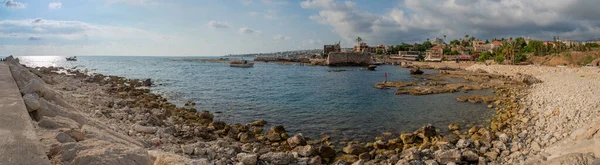 Casas Históricas Barcos Antigo Porto Byblos Também Conhecido Como Jbeil — Fotografia de Stock