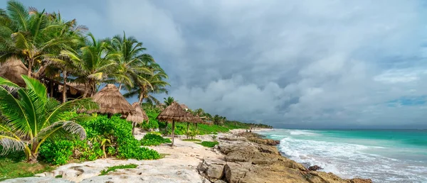 Tájkép Karib Tenger Trópusi Strandján — Stock Fotó