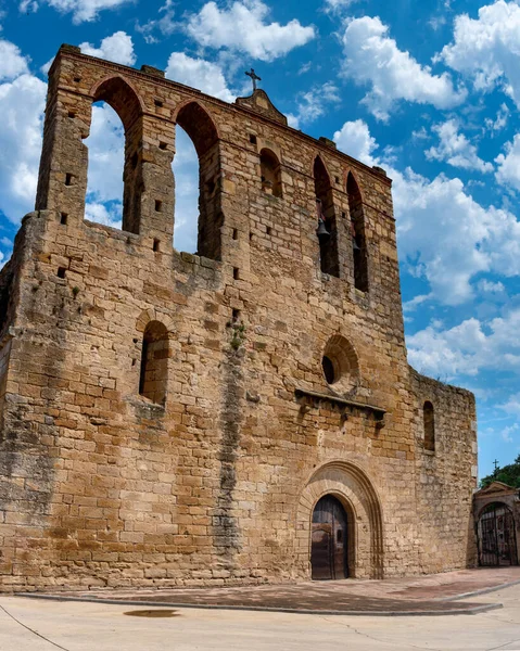 Kirche Sant Esteve Der Mittelalterlichen Stadt Peratallada Katalonien Spanien — Stockfoto