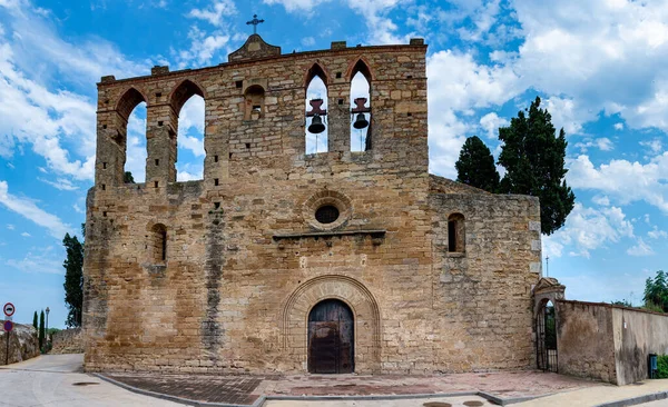 Kirche Sant Esteve Der Mittelalterlichen Stadt Peratallada Katalonien Spanien — Stockfoto