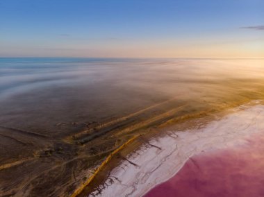 Lemurian pembe tuz gölü, Ukrayna. Hava görünümü