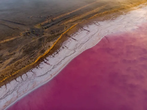 Лемурийское Розовое Солёное Озеро Украина Вид Воздуха — стоковое фото